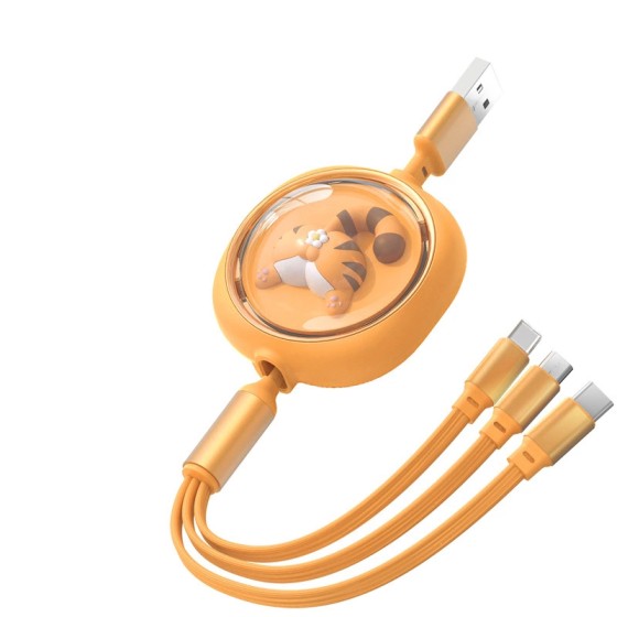 One for three retractable data cable, suitable for Apple and Android three-in-one charging cable